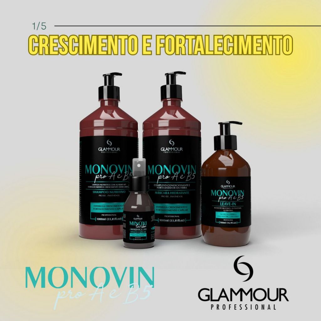 Kit Shampoo Monovin 4 passos - crescimento fortalecimento e limpeza cabelo