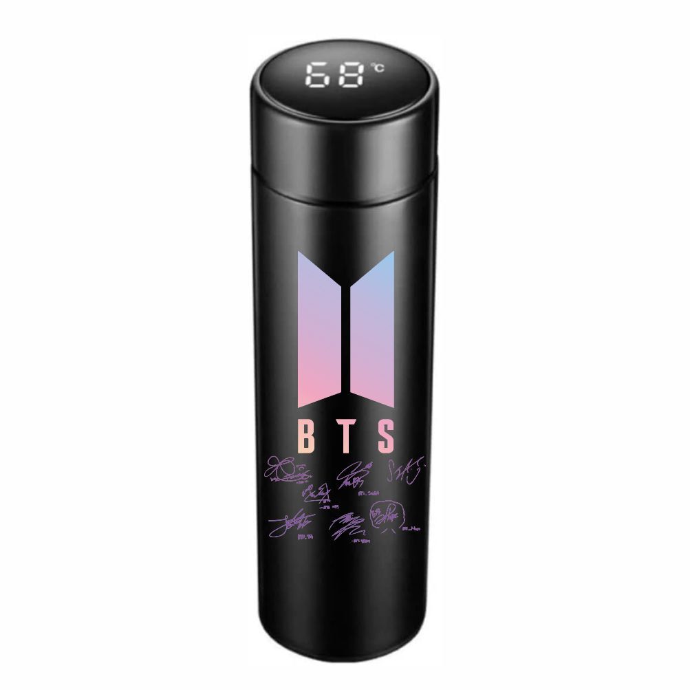 Garrafa Térmica Inox BTS Assinaturas Com Termômetro Digital 500ml em Oferta na Shopee