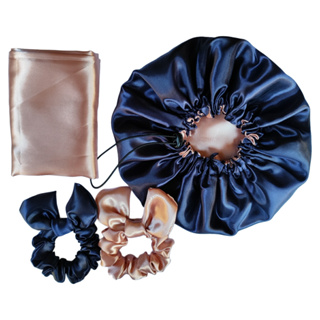 Kit 1 Touca De Cetim Dupla Face + 1 Fronha + 2 Scrunchies em Oferta na Shopee