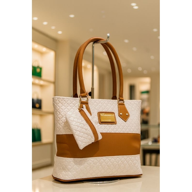 Bolsa Média Feminina em Tecido Couro Sintético Alça Mão Com Porta Moedas BS37