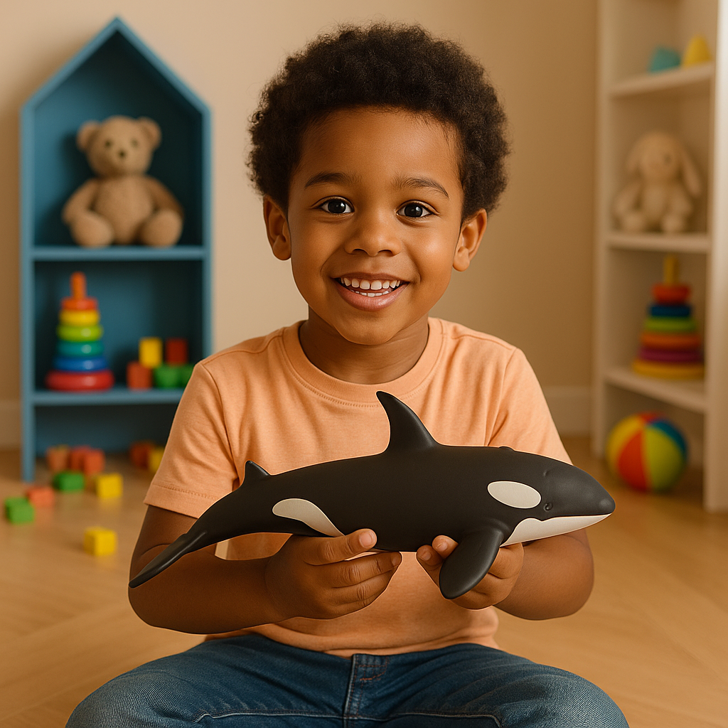 Baleia Orca Realista de Vinil Super Macio Brinquedo Infantil para Bebê Usar no Banho, Piscina ou Praia