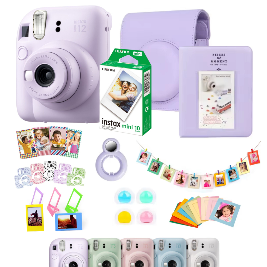 Combo Camera Instax Mini 12 + Kit 8 Acessórios Album Bolsa Filme