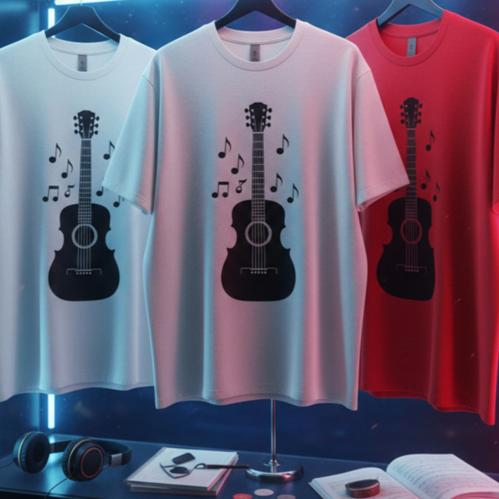 Camiseta Oversized Personalizada Musico Unissex Violão Gospel Notas Musicais