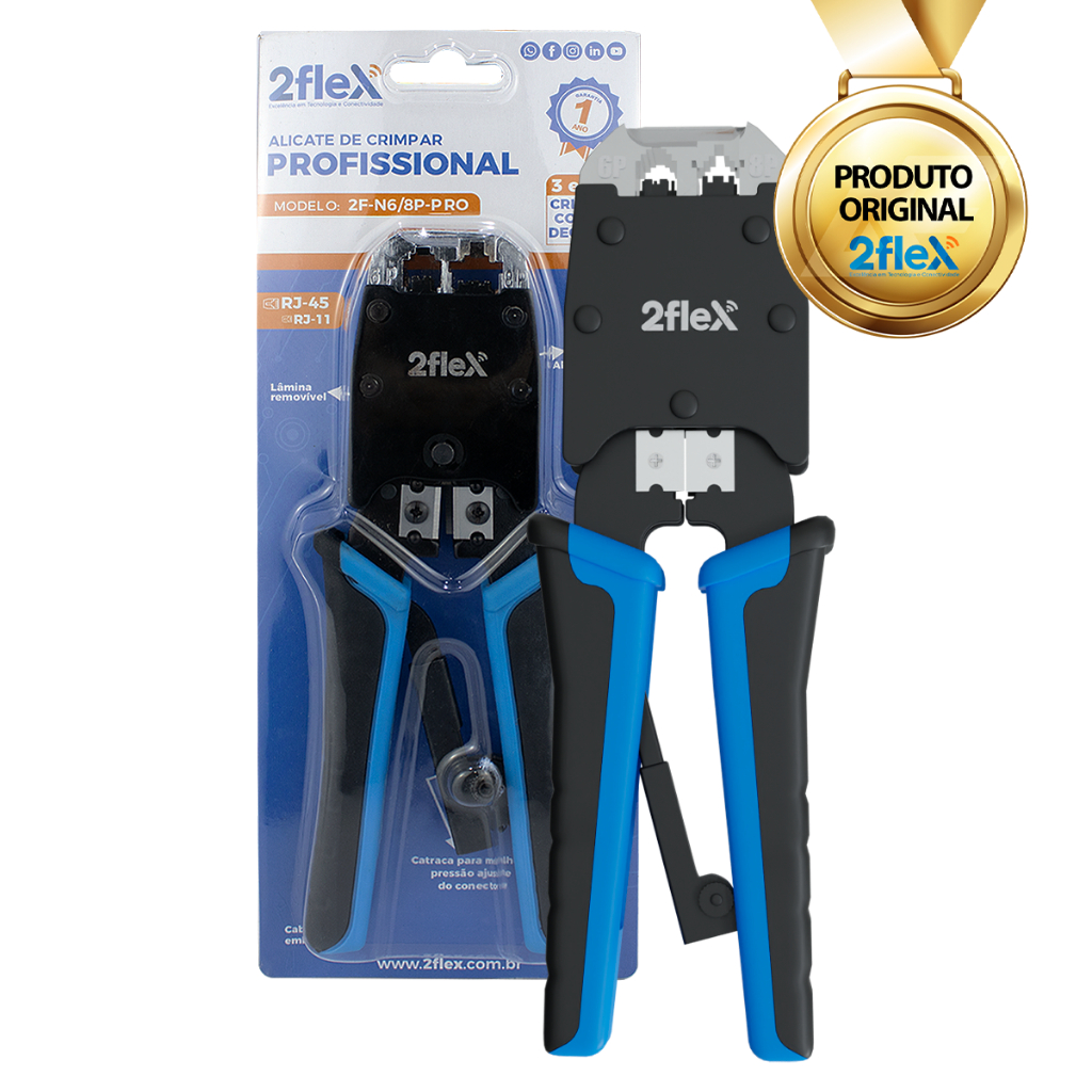 Alicate Crimpar Cortar Decapar RJ45 RJ11 Profissional 2Flex