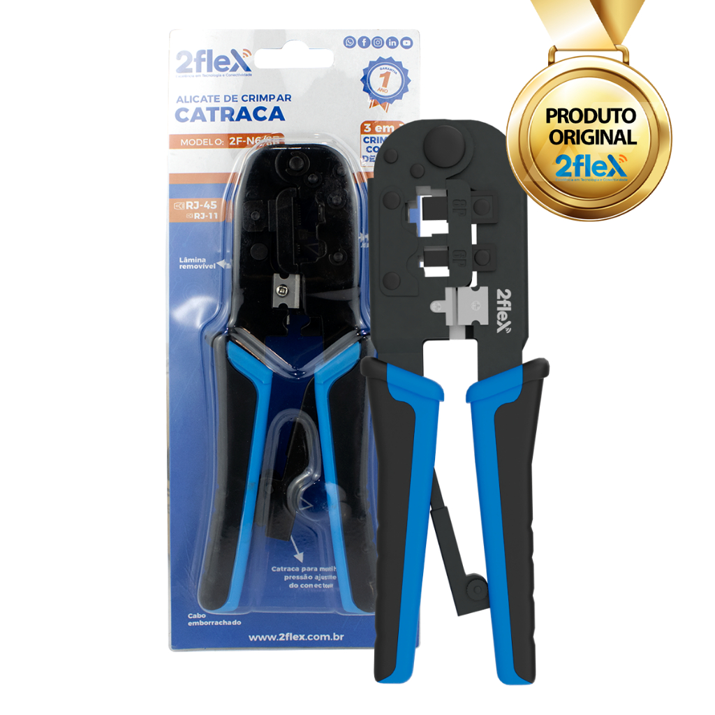 Alicate De Crimpar 6/8 Pinos Com Catraca 2Flex 2F-N6/8P