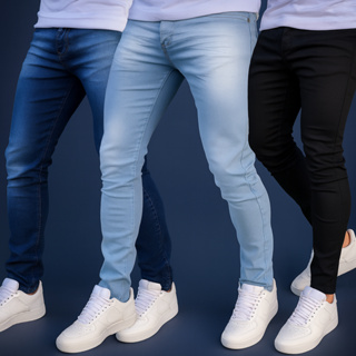Calça Jeans Masculina Tradicional – Confortável, Flexível e de Alta Qualidade – Do 34 ao 56 em Oferta na Shopee