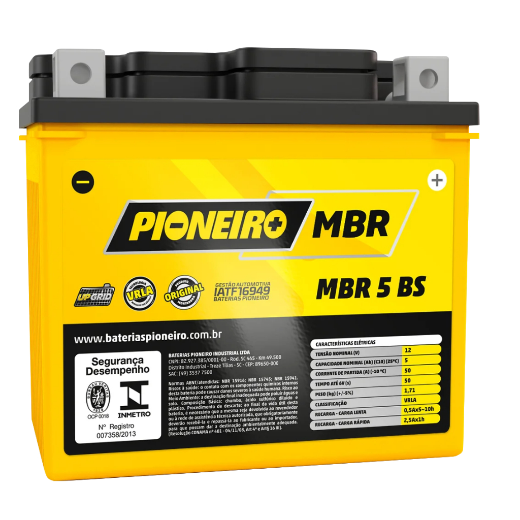 Bateria Moto Pop 100 2007-2015 Pioneiro Mbr 5 Bs 12v 5ah em Oferta na Shopee