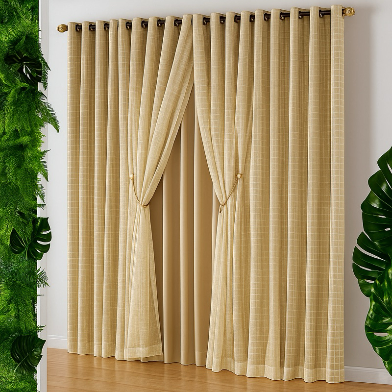 Cortina blackout com Voil Decorativo – Elegância, Privacidade e Bloqueio Total de Luz 2,80m X 2,70m