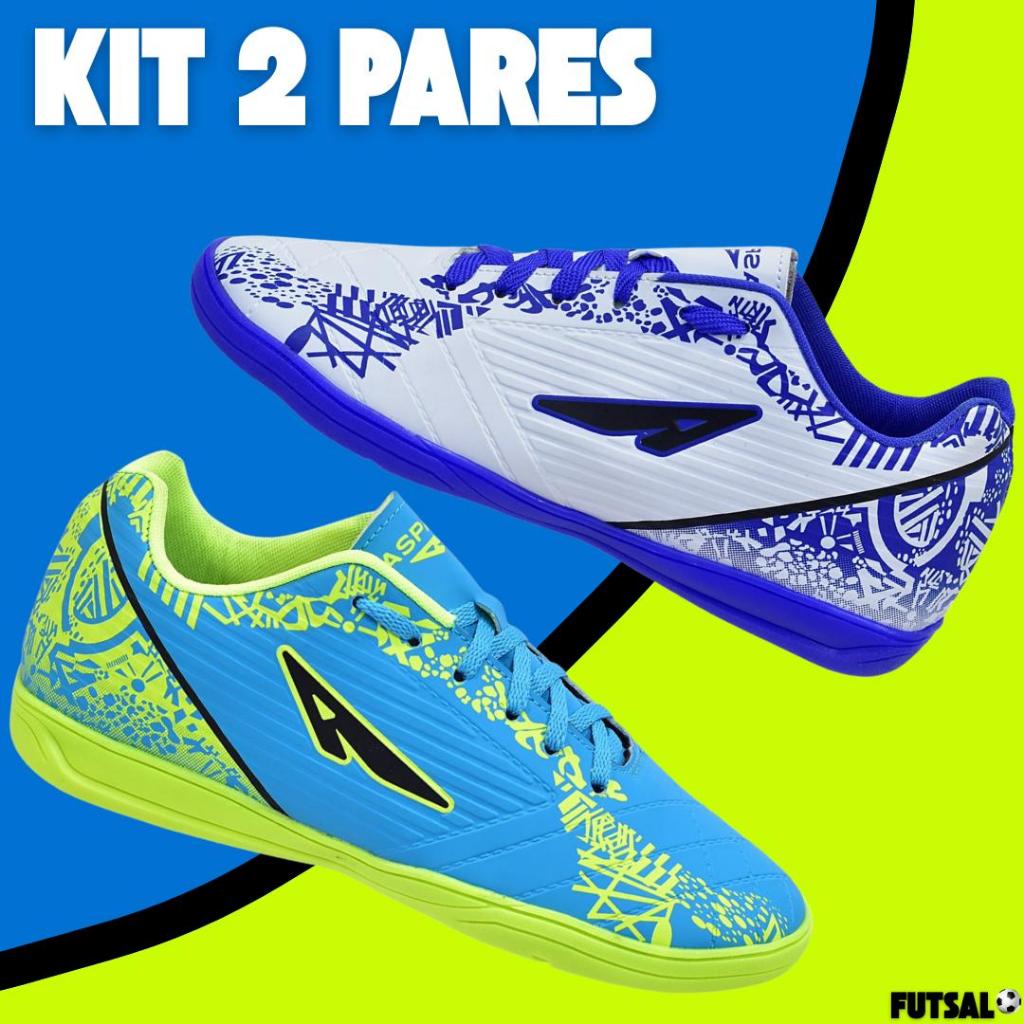 2 Pares Chuteira Futsal Masculino Quadra Profissional Lançamento Tênis Salão Solado Antiderrapante