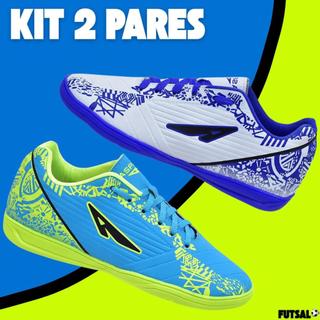 2 Pares Chuteira Futsal Masculino Quadra Profissional Lançamento Tênis Salão Solado Antiderrapante