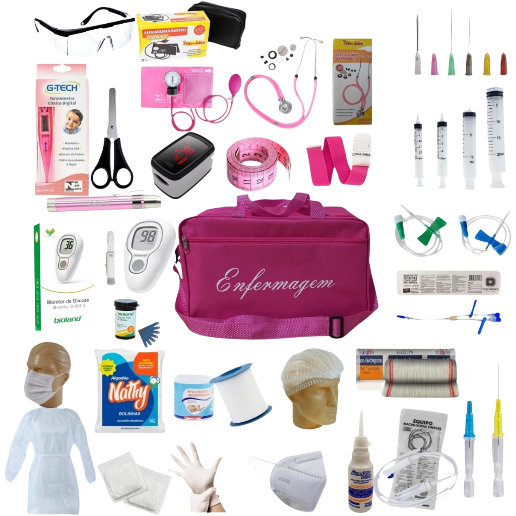 Kit Enfermagem Com 60 Itens Com Esteto E Esfigmo Completo