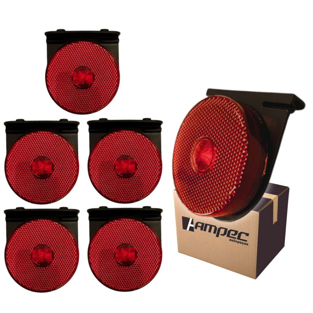 Kit 6 Lanterna Lateral LED Para Caminhão Reboque Randon Guerra Facchini Bivolt Vermelho Com Suporte em Oferta na Shopee