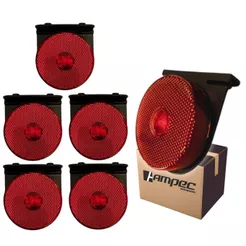 Kit 6 Lanterna Lateral LED Para Caminhão Reboque Randon Guerra Facchini Bivolt Vermelho Com Suporte