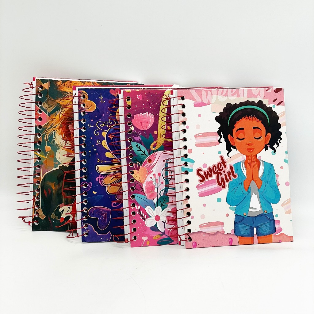 Caderno Pequeno 1/4 Capa Dura 200 Folhas – Feminino em Oferta na Shopee