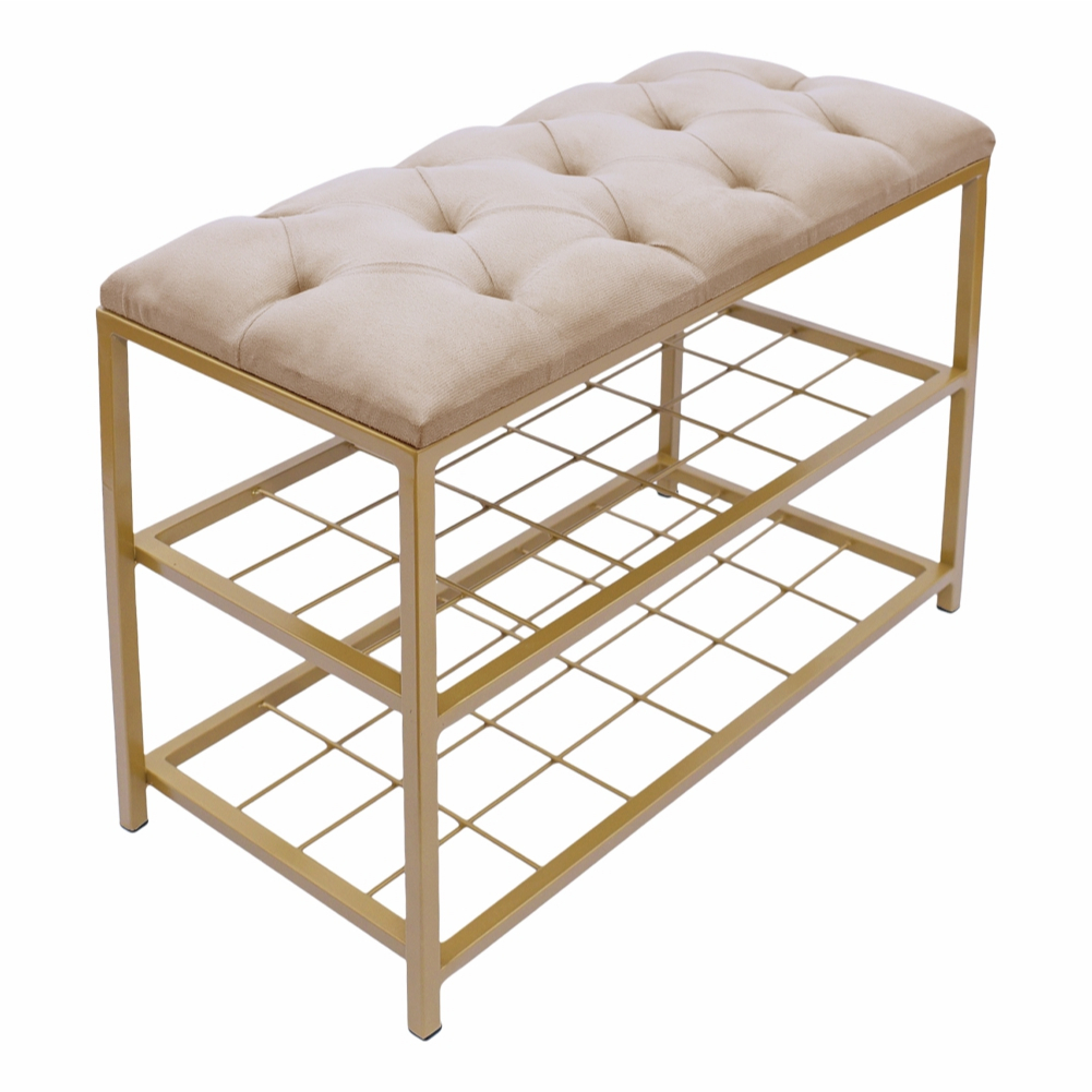 Sapateira ferro dourado, Suede capitonê, 60x50x30cm, adulto, criança em Oferta na Shopee