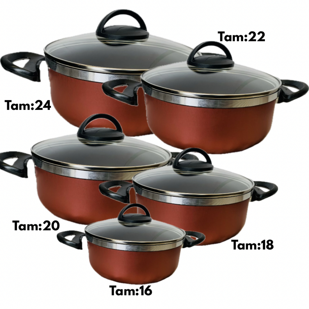 JOGO DE PANELA ANTI ADERENTE 5 PEÇAS COM TAMPA DE VIDRO, REFORÇADA, NÃO GRUDA, NÃO DESCASCA, CABO ANTITÉRMICO. em Oferta na Shopee