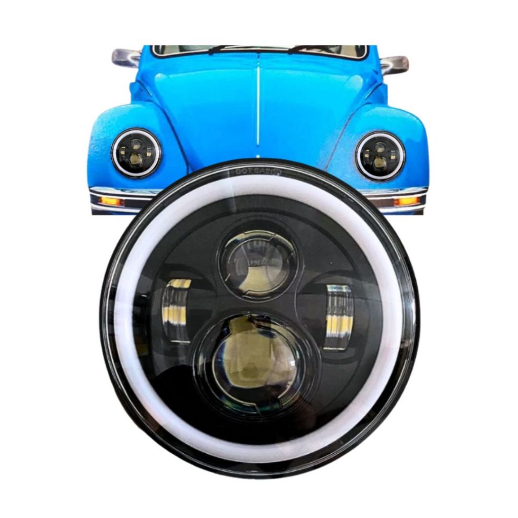 Farol Angel Eyes LED Jeep Troller Fusca Kombi Defender em Oferta na Shopee