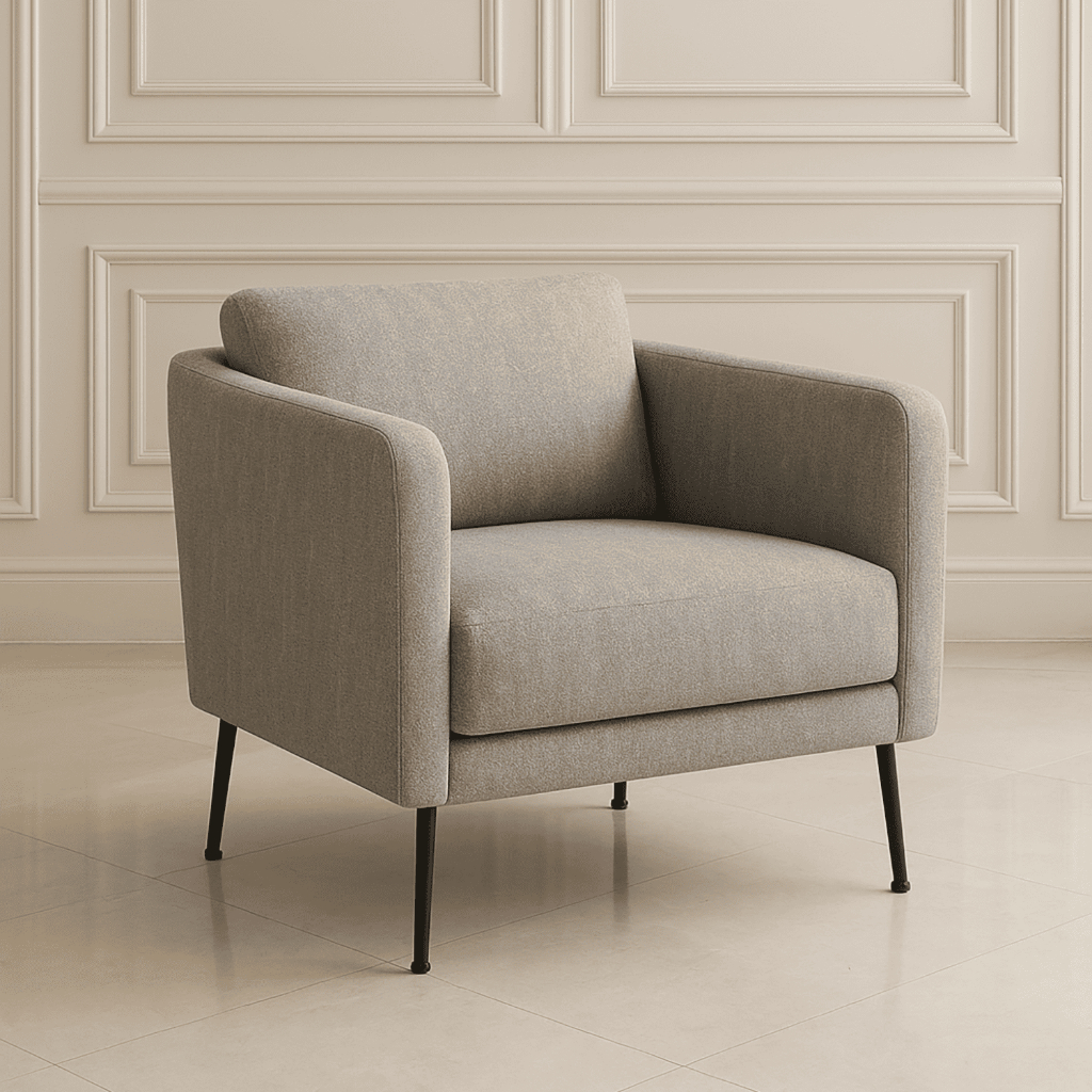 Poltrona Decorativa Opala - Poltrona De Sala de Estar - Poltrona Em Linho Luxuoso E Pés De Ferro