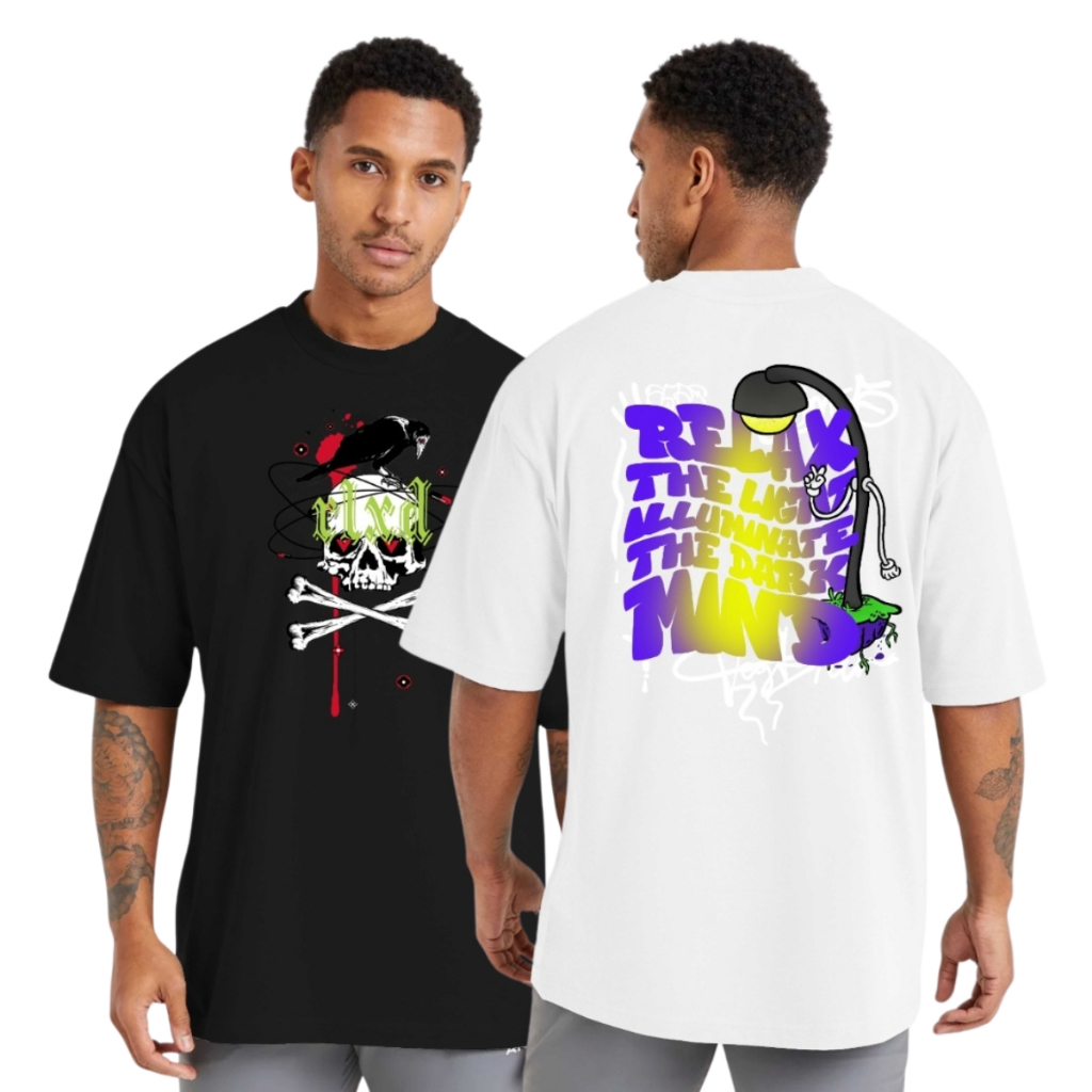Kit 2 Camisetas Oversized Masculina – Estampada, Confortável p/ Academia e Dia a Dia