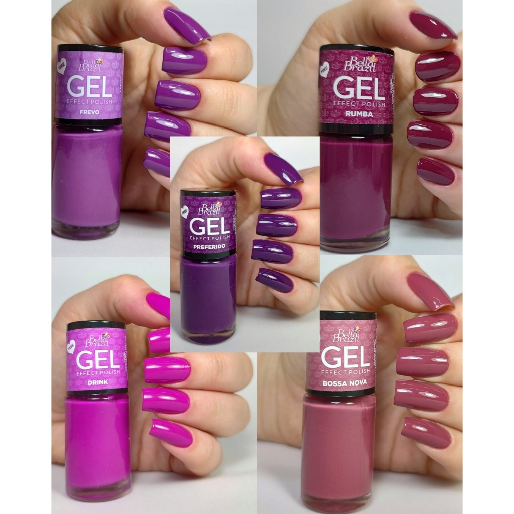 Kit 05 Esm Lilás e Roxo Efeito Gel 9ml  801 814 816 838 848