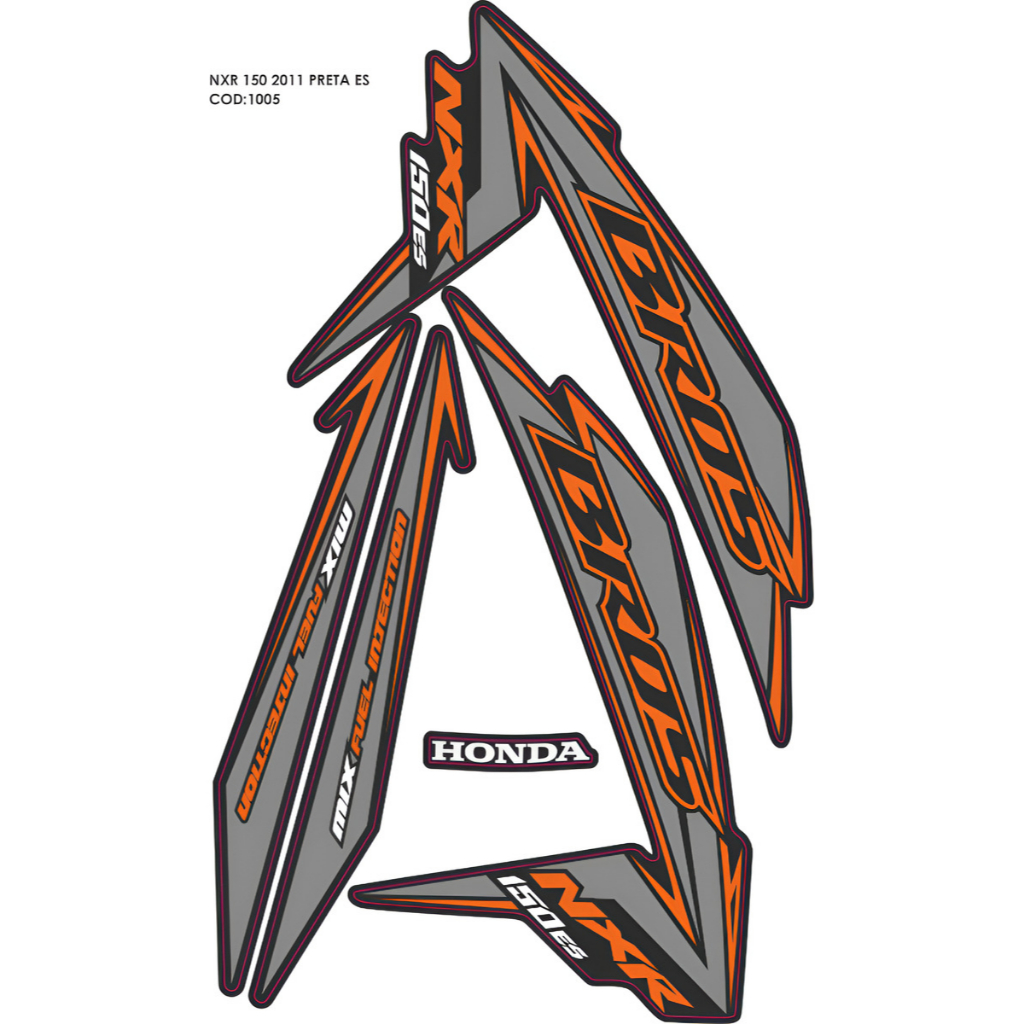Kit Adesivo Para Moto Nxr Bros 150 2011 Cor Preta Es Esd Ks em Oferta na Shopee
