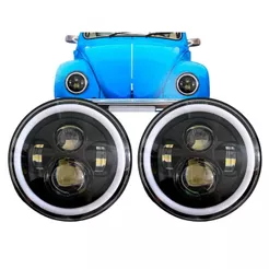 Kit 2 Farol Angel Eyes Defender LED Jeep Troller Fusca Kombi