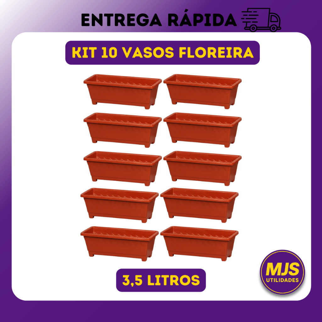 10 X Vaso Jardineira Floreira Media 3,5 Litros Plástico Reforçado Decoração Plantas Flores e Jardins em Oferta na Shopee