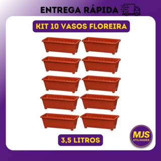 10 X Vaso Jardineira Floreira Media 3,5 Litros Plástico Reforçado Decoração Plantas Flores e Jardins em Oferta na Shopee