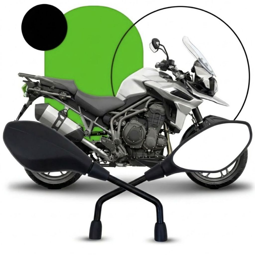 Par Retrovisor Para Moto Modelo Bmw F800 Lente Convexa Com Rosca Honda Haste Fixa Longa