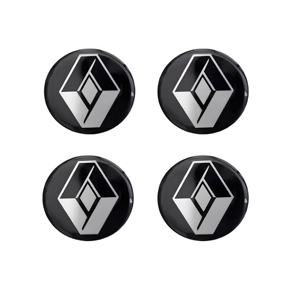 Kit Emblema Adesivo Resinado 48mm 04 Peças Renault Calota Roda