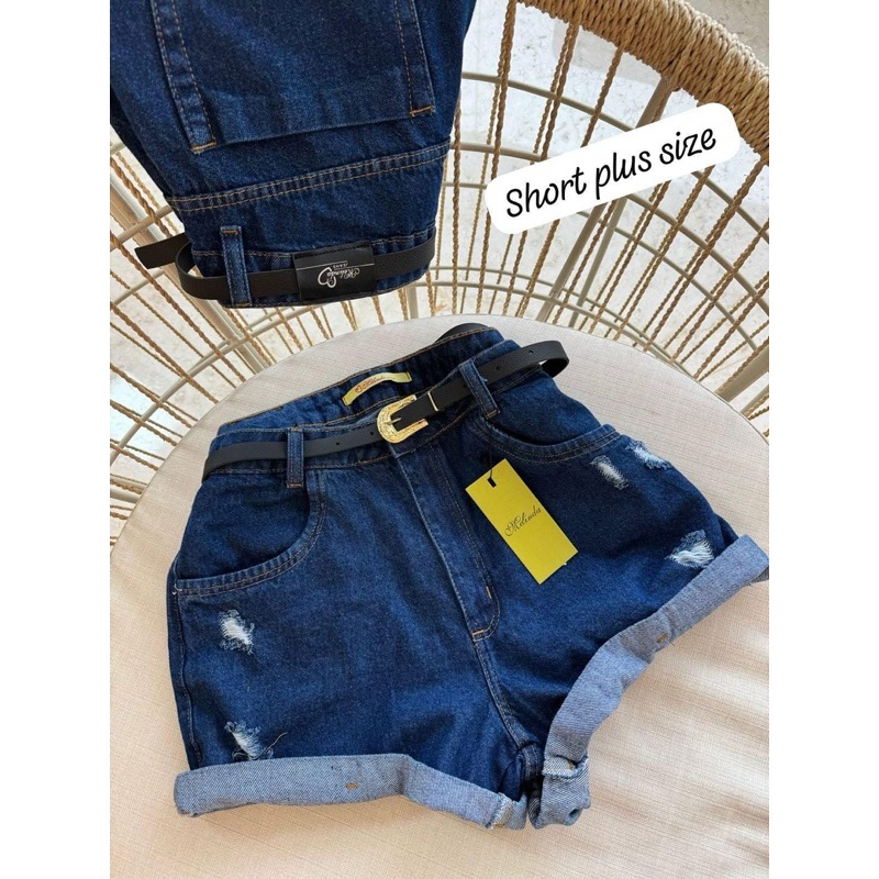 short jeans plus size mom sem laycra cintura alta modelo mais larguinho  barra dobradinha short saia plus cargo
