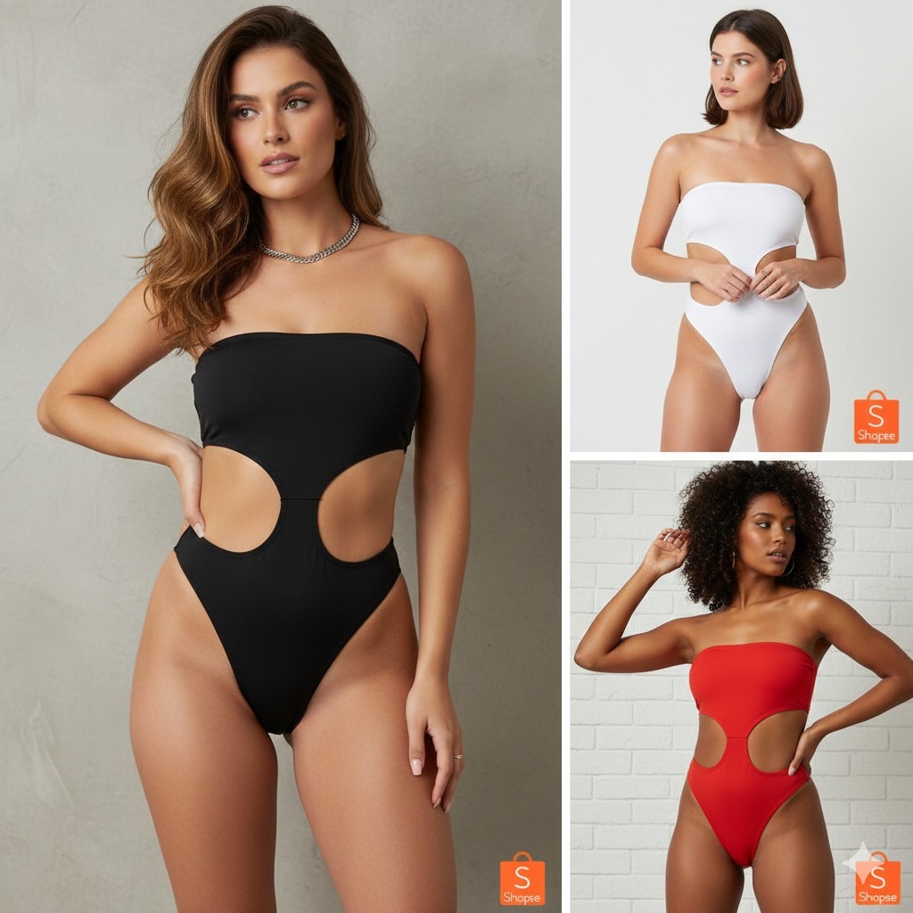 Bore Lingerie Feminino Body Lua Vazado Recortes Laterais Maio Praia Tomara que Caia em Oferta na Shopee