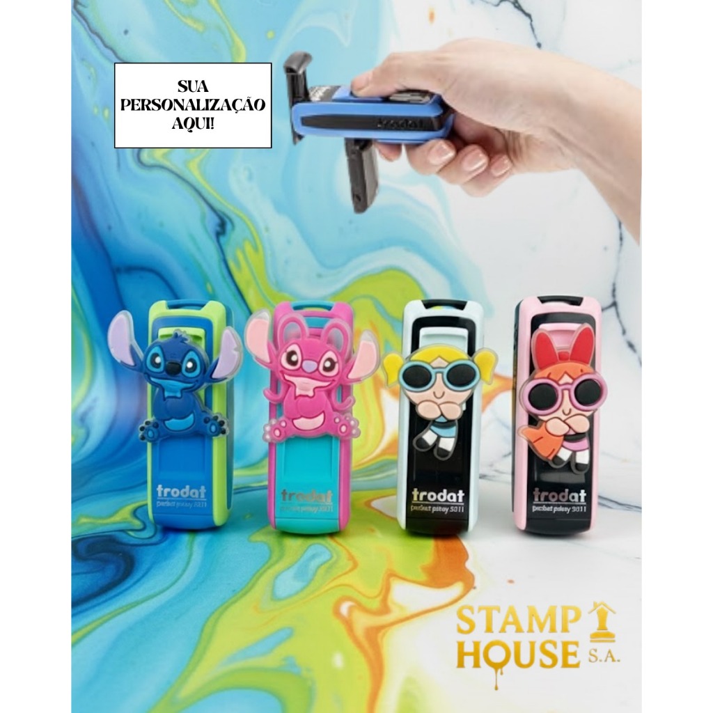 Trodat Pocket 9511 Personalizado com Diversos Apliques Emborrachado em Oferta na Shopee