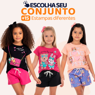 Escolha Seu Conjunto de Menina Infantil Feminino Verão Manga Curta Roupa para Meninas para Escola Tamanhos 2 Ao 10 L03 em Oferta na Shopee