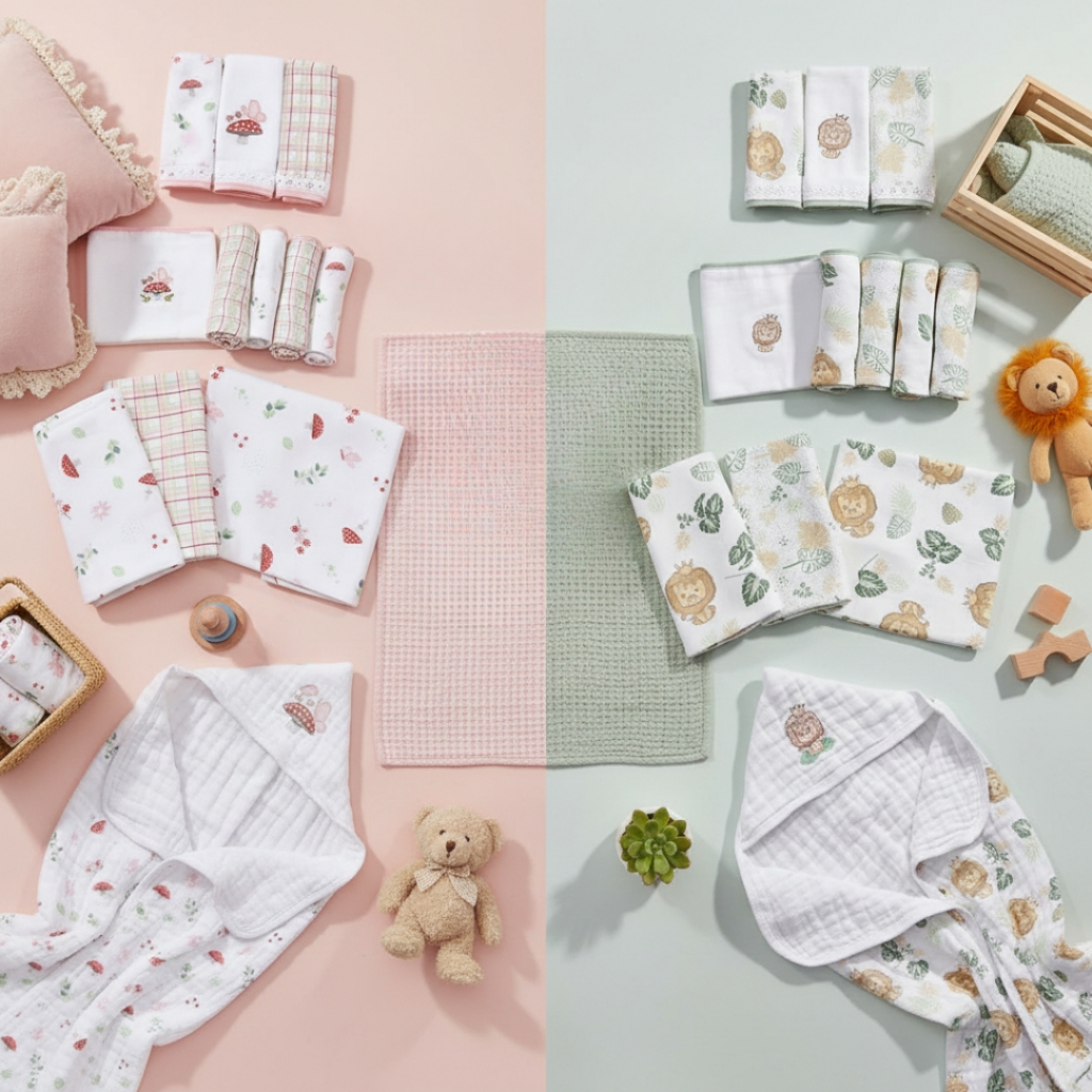 Kit Enxoval Luxo Bebê 12 Peças – Fralda, Toalha Soft, Cueiro e Pano de Boca | Algodão | Dengo