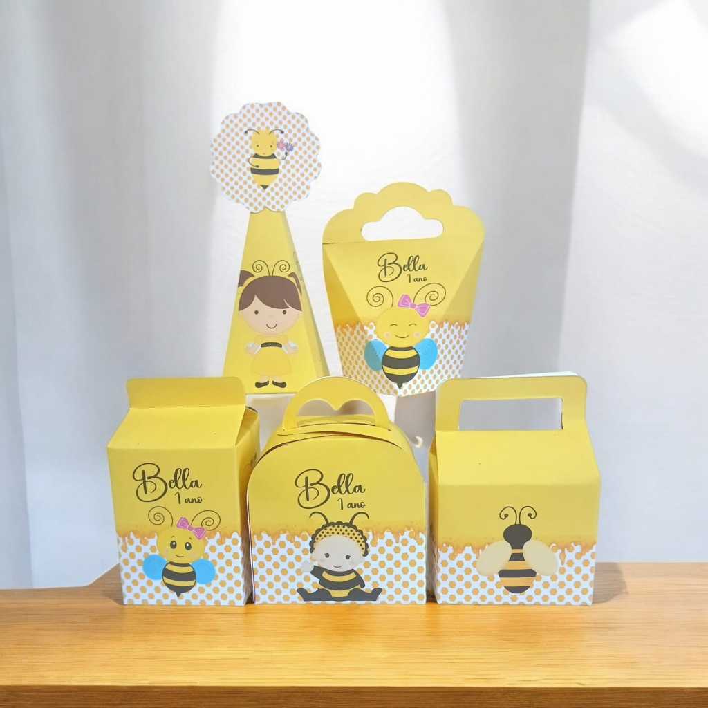 Kit Caixinhas Personalizadas Abelhinha Festa Aniversário Lembrancinhas