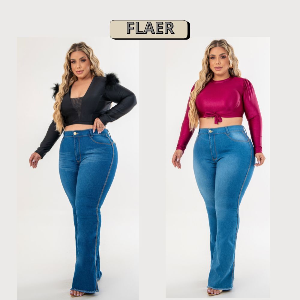 Calça flerJeans PLUS SIZE 46 ao 54 Elegância conforto e valorização das curvas em Oferta na Shopee
