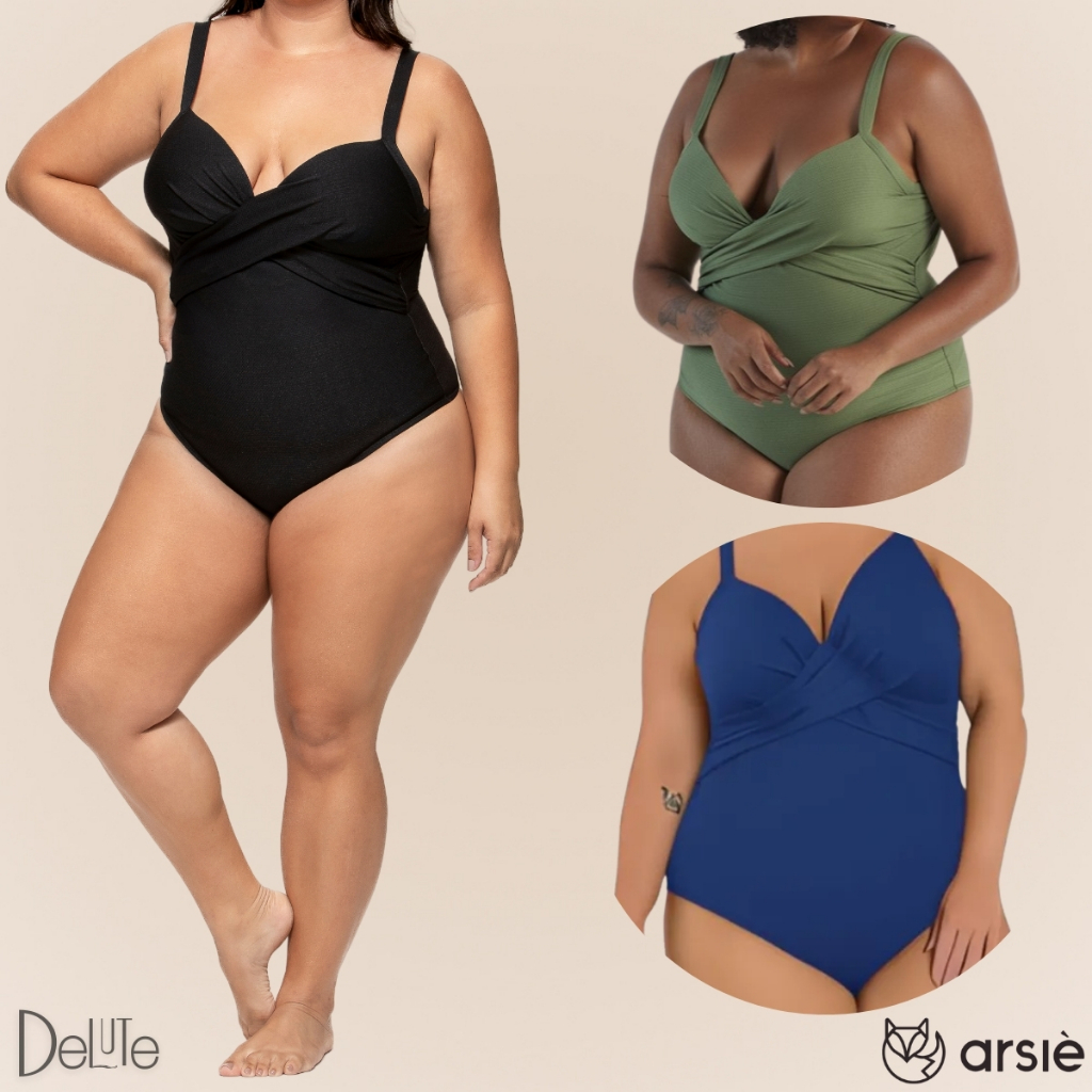 Maiô Arsiè Modelador Efeito Lipo Plus Size com Bojo e Costas Nua Alça Fina e Ajustável Leve Fpu 50+