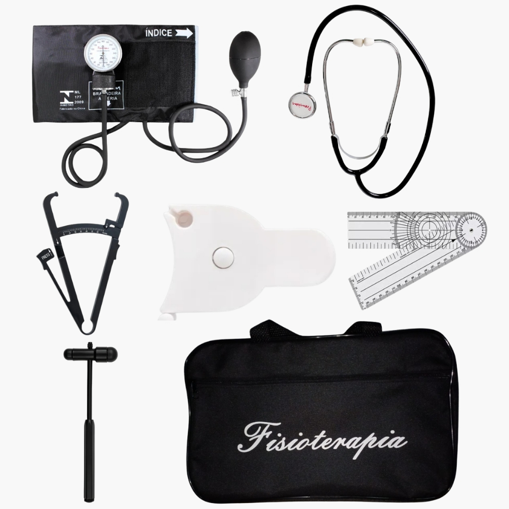 KIT PARA FISIOTERAPIA ESFIGMOMANÔMETRO ESTETO ADIPOMETRO