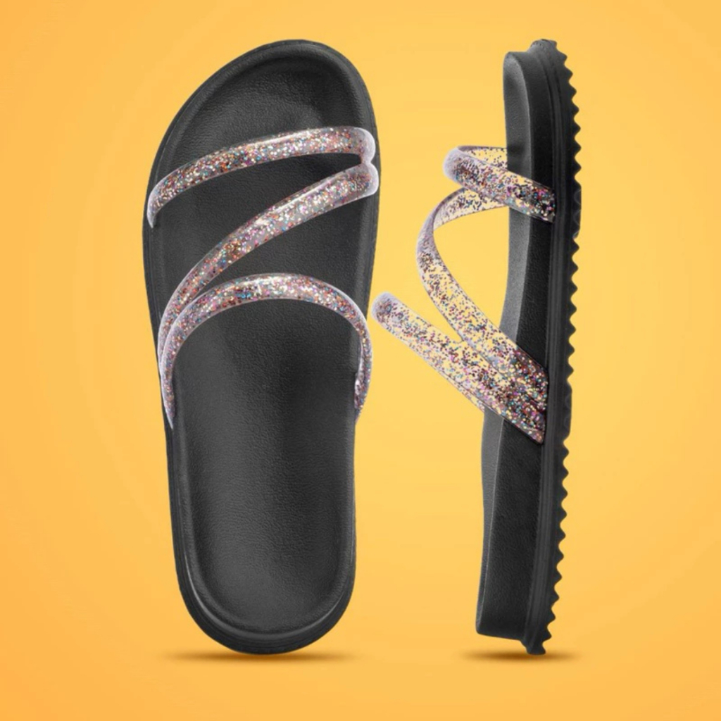 Sandalia Feminina Papete Birken Plataforma Com Glitter