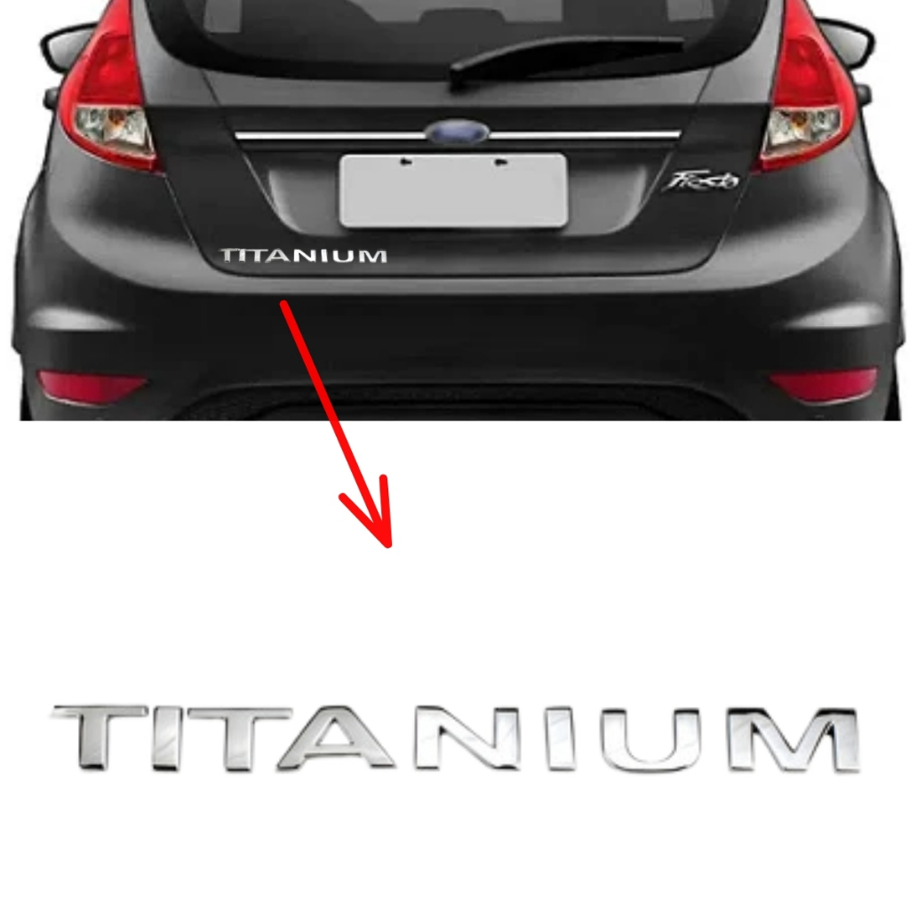 Emblema Traseira Cromado Titanium Ford Fiesta Ka Focus 2014 2015 2016 2017 2018 2019 2020 2021 2022