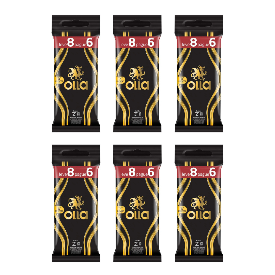 Kit 6x Preservativo Lubrificado Olla Pacote Leve 8 Pague 6