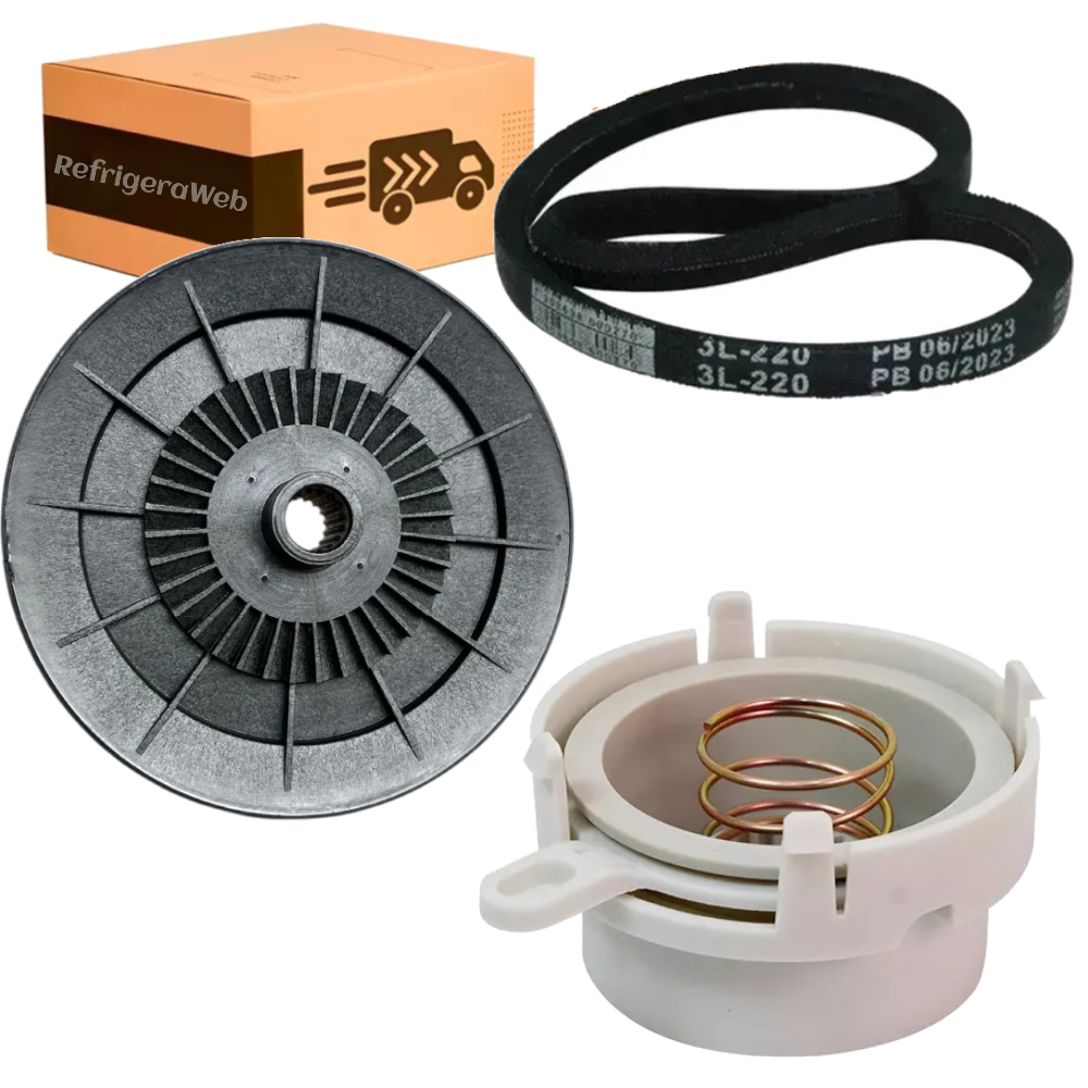 Conjunto kit de Polia , Correia e Cames Maquina De Lavar Compativeis BRASTEMP E CONSUL