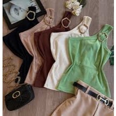 Blusa Feminina Mula Manca com Argola Dourada Elegante Ombro Só Nula Manga Social Ribana Premium Moda P009