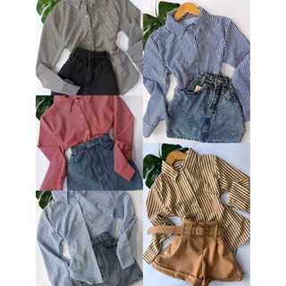 CAMISA  SOCIAL FEMININA LISTRADA MANGA LONGA  P.M.G.GG em Oferta na Shopee