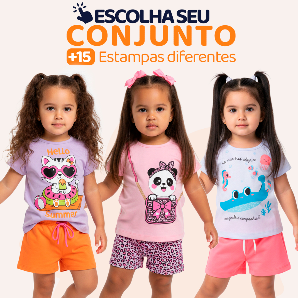 Escolha Seu Conjunto Infantil de Bebê Menina Infantil Feminino Verão Manga Curta Roupa de Bebê Tamanho 1 Ao 8 L02 em Oferta na Shopee