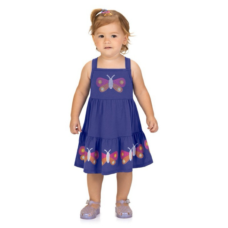 Vestido Infantil Verão Kyly Borboleta - Ref. 1001451 em Oferta na Shopee
