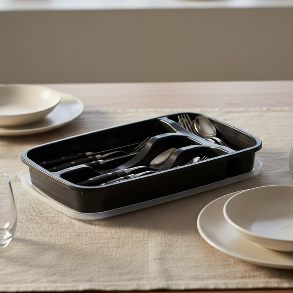 Porta Talheres 4 Divisórias Com Tampa Organizador Cozinha em Oferta na Shopee