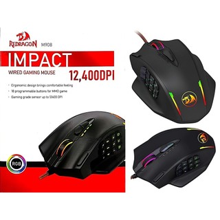 Mouse Redragon Original Impact M908 Gamer USB com fio RGB 12400 DPI 17 botões jogo programável Mouse óptico Chega Hoje