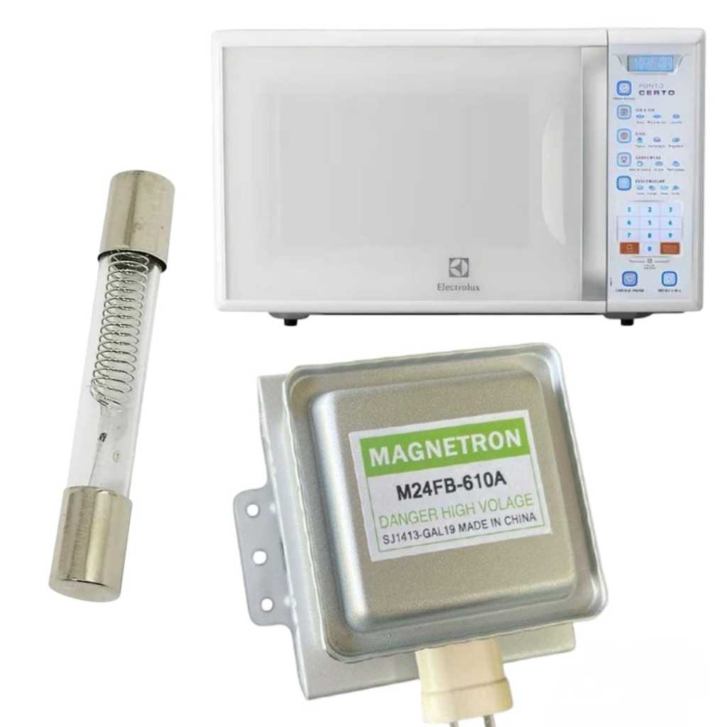 KIT Magnetron M24FB-610A + Fusível 0.8 de alta tensão Para Microondas PME28 PME31 Brastemp